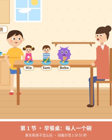 第 1 节动画示范封面：家长把碗递给孩子